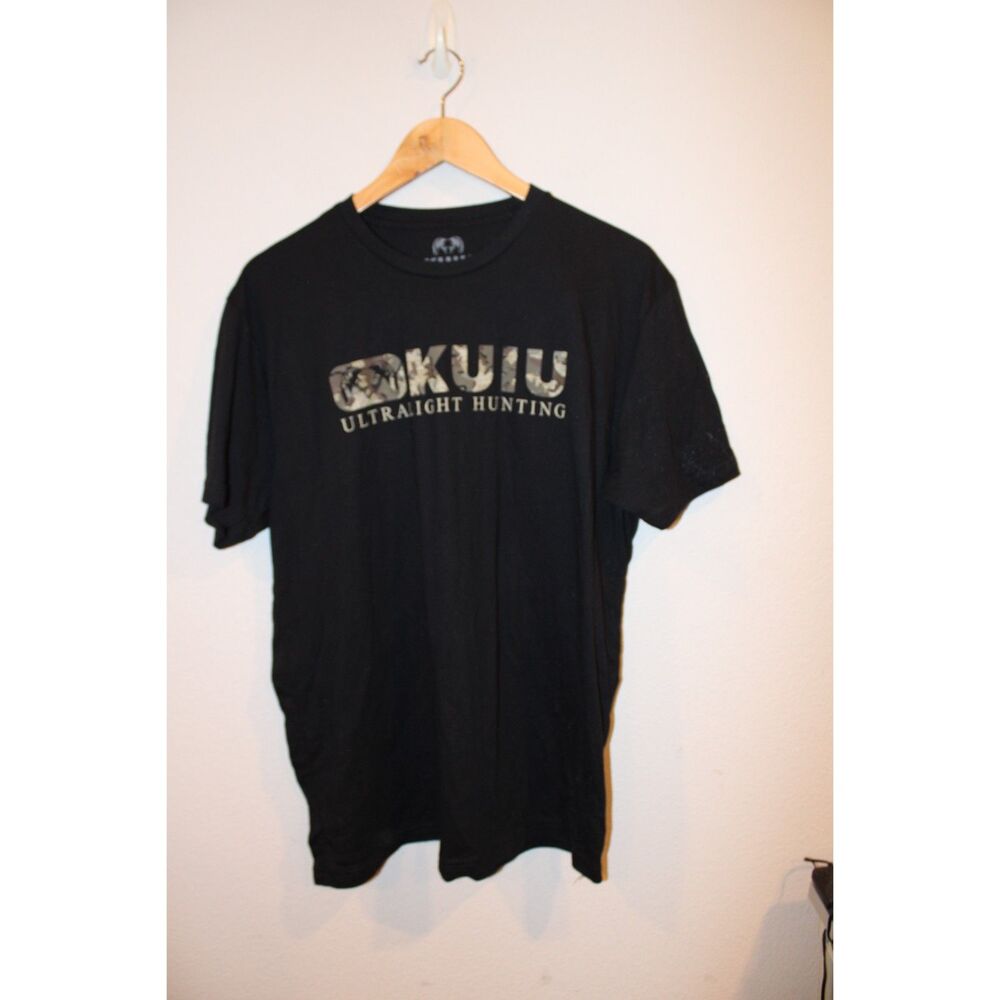 Kuiu logo camo print black short sleeve tshirt size large